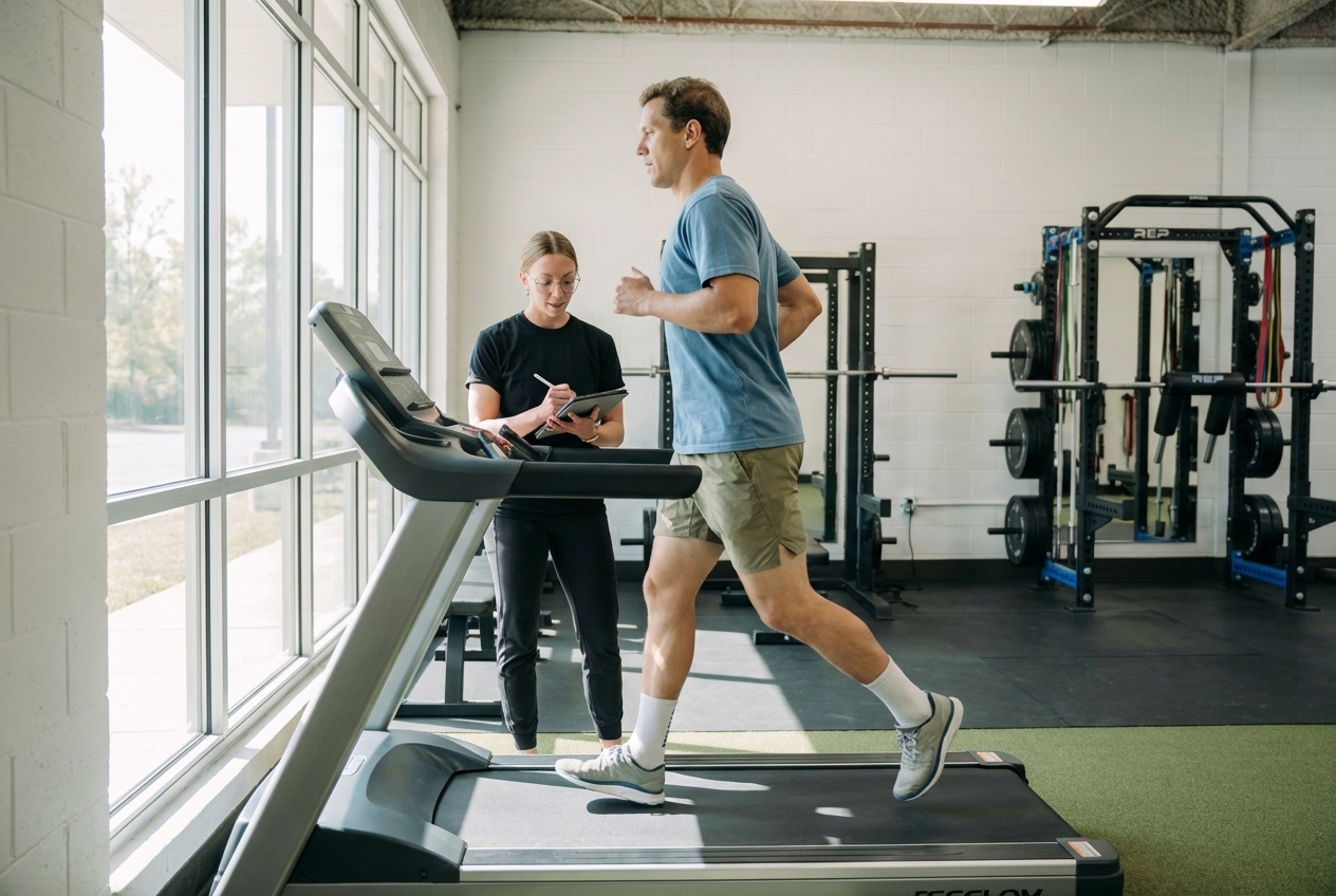 Patient working with a provider at a performance physical therapy clinic in Northbrook